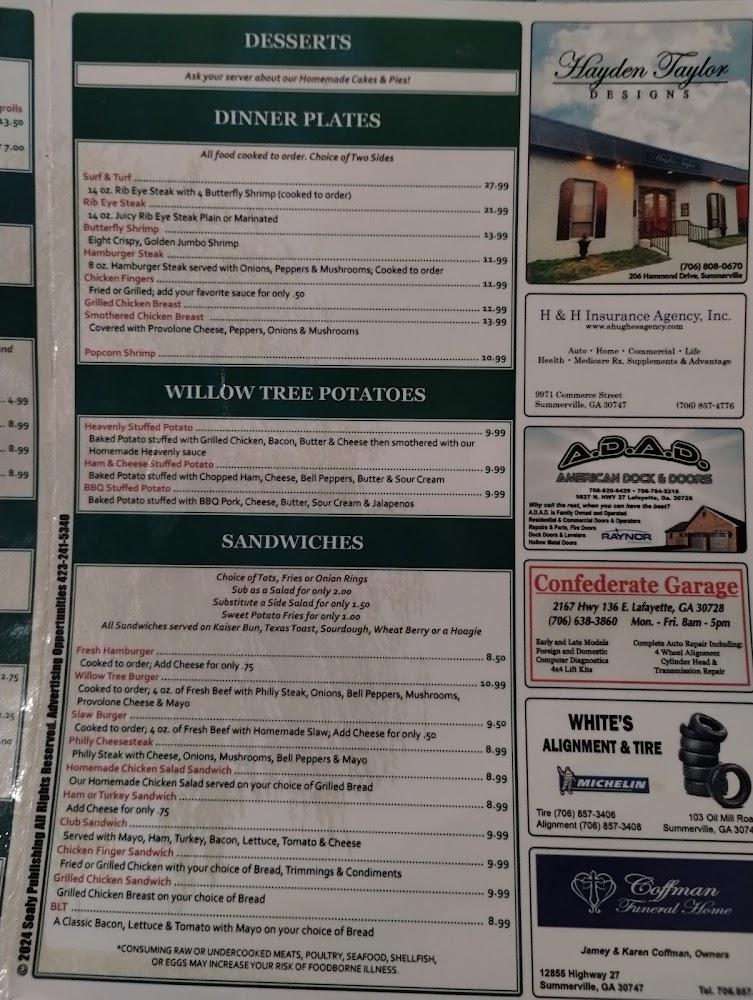 The Willow Tree Grill Menu image 2